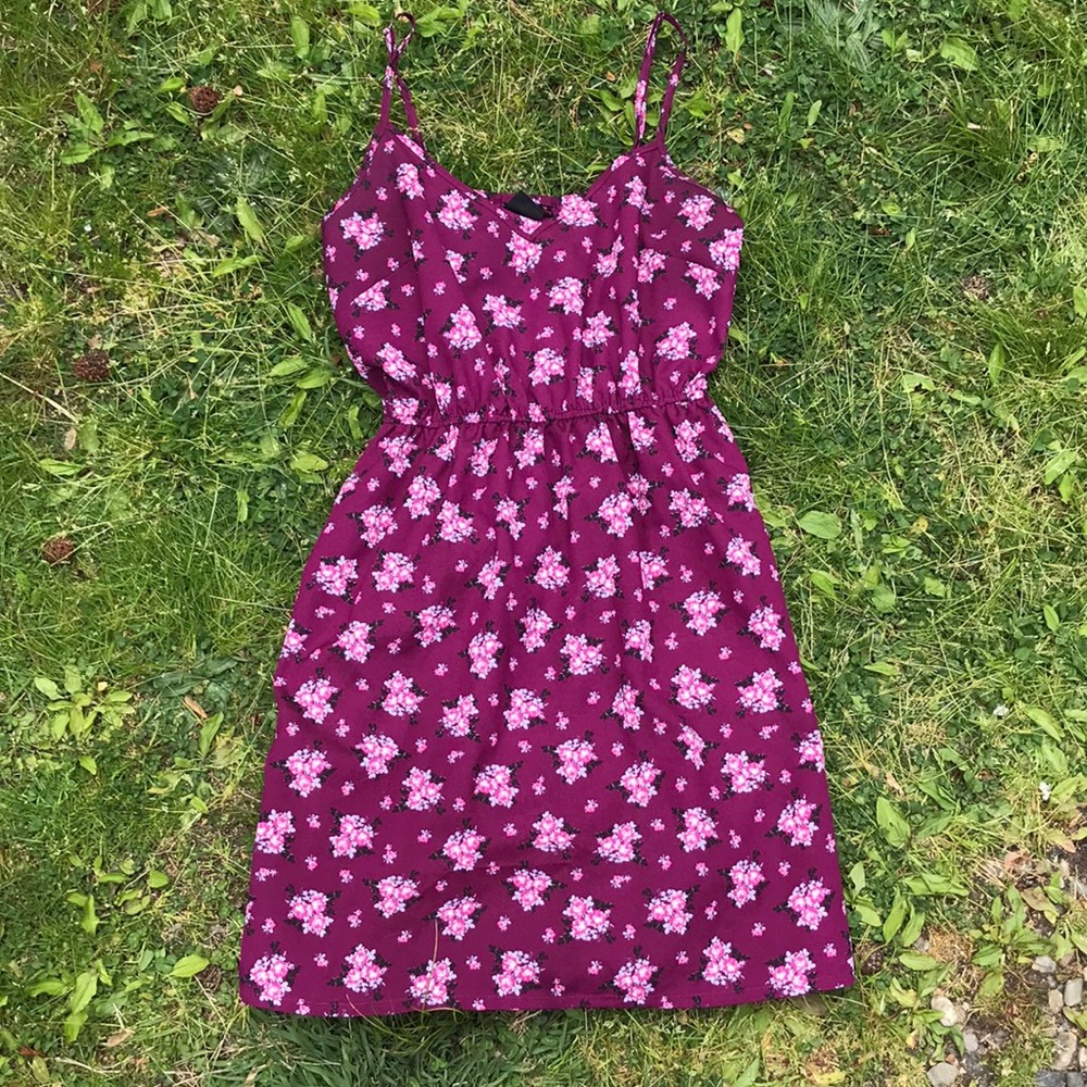 Purple Floral Mini Summer Dress